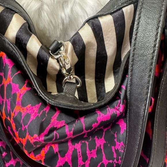 Henri Bendel NY Pink Leopard Print Softshell Satin Satchel Tote Shoulder Bag - Picture 15 of 17